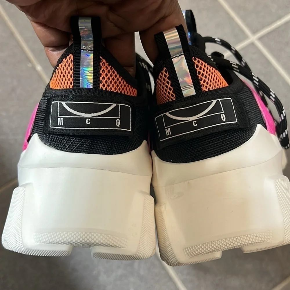 Alexander McQueen Orbyt Mid Sneakers 6.5 Fuchsia Orange summer luxe soft girl